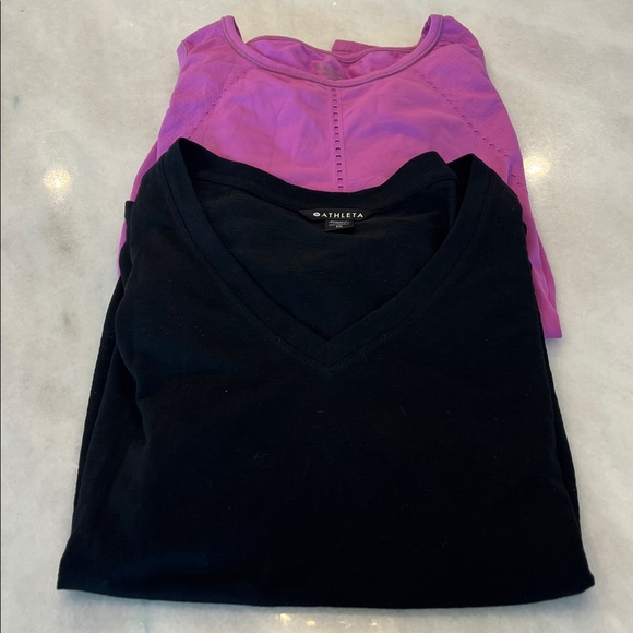 Athleta Tops - Athleta TWO XL Fushia Foothill Seamless Tank Top + Black Breezy Scoop V-neck